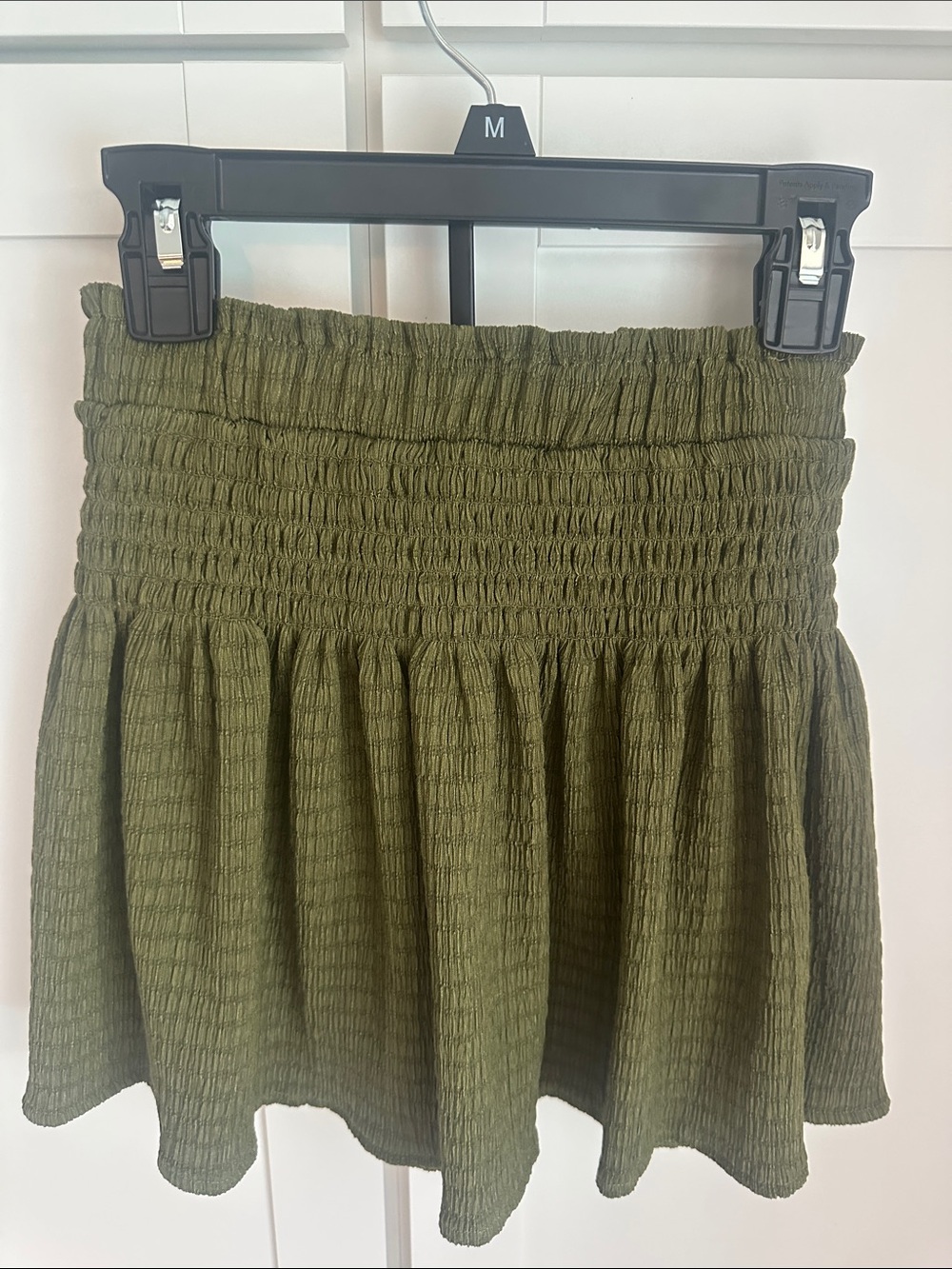 Gianni Bini Olive Green Smocked Mini Skirt